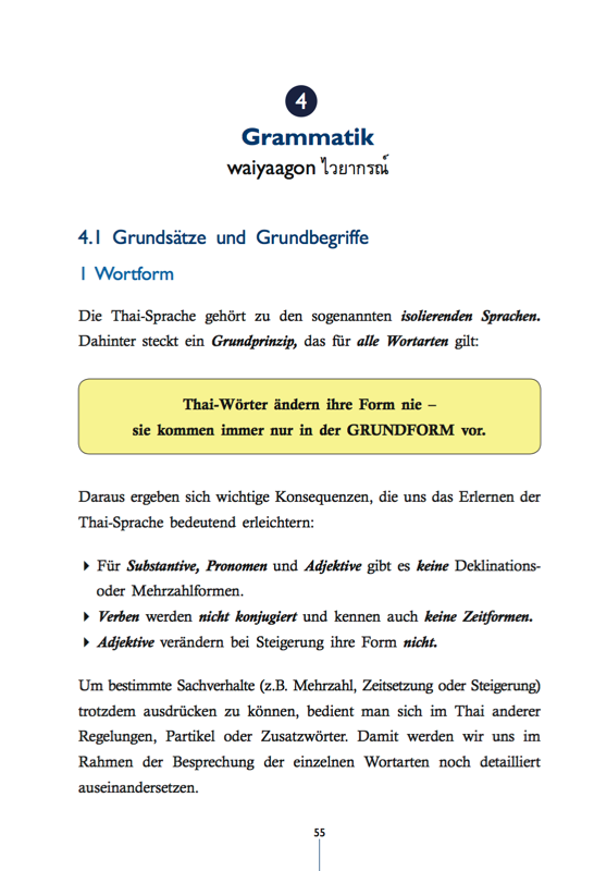 Thai Grammatik: Thai Wörter ändern ihre Form nie – Thai Basisbuch