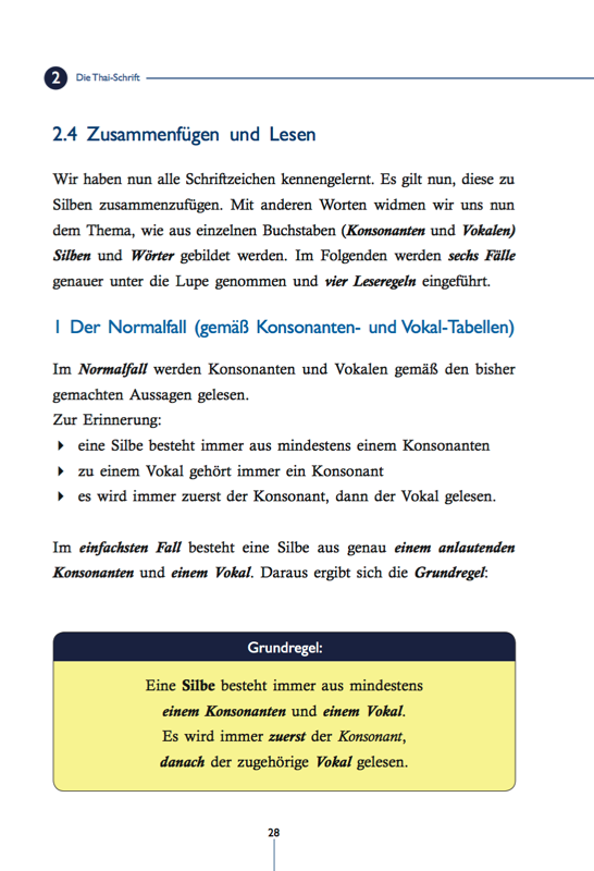 Thai Leseregel zum Zusammenfügen der Schriftzeichen – Thai Basisbuch