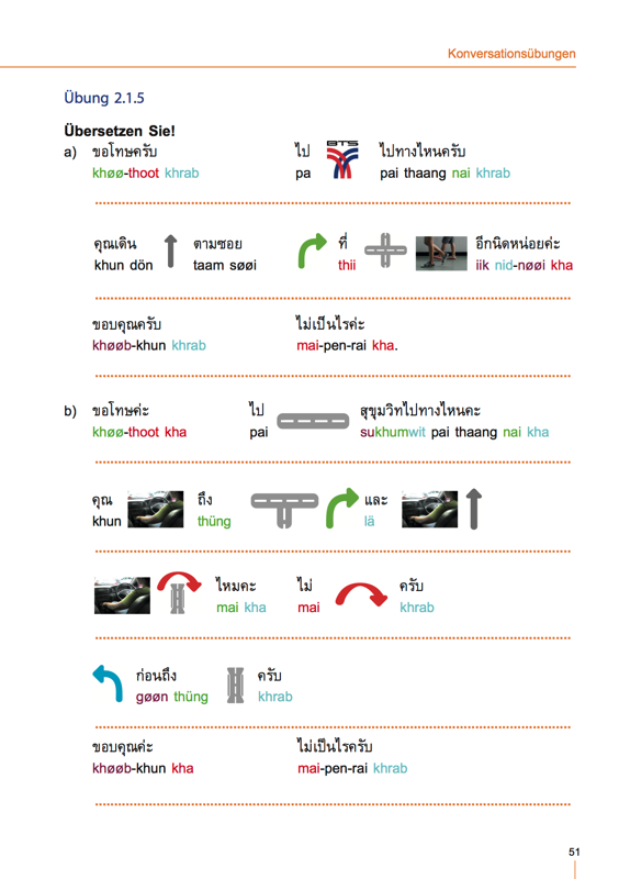 Thai Übung zur Satzstruktur mit Farbsystem - Thai Konversation Band1