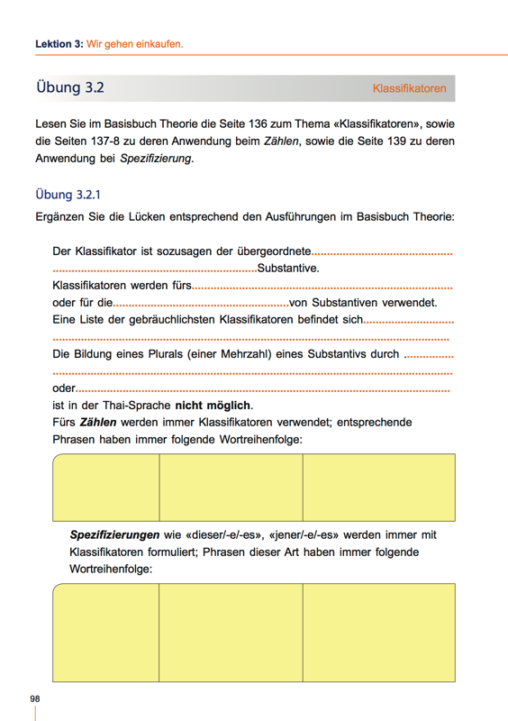 Thai Klassifikatoren Anwendungsübung - Thai Konversation Band1