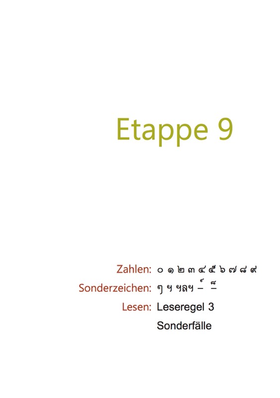 Die Schriftzeichen der Thai Zahlen und Sonderzeichen